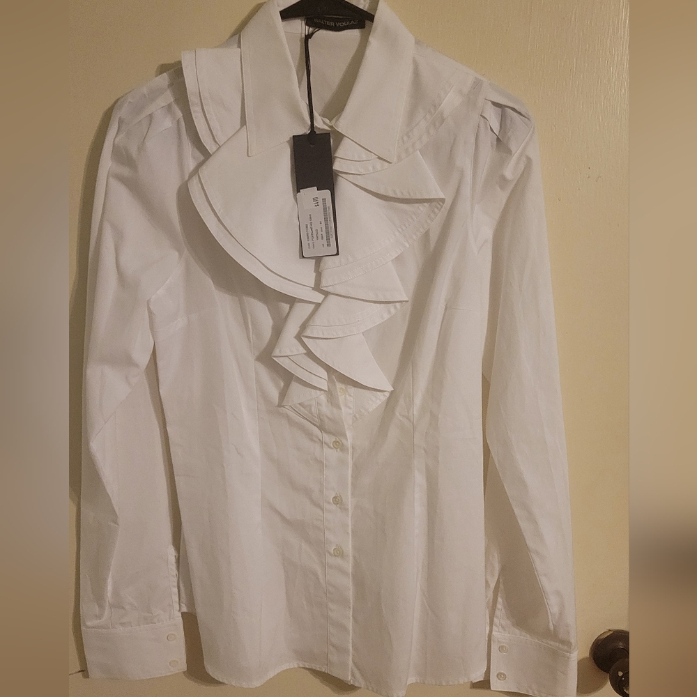 Italian White Women's Blouse - Walter Voulaz US Size 10 Or 12